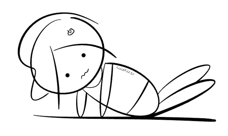 Drawing of Louise doing side crunches with kick exercise